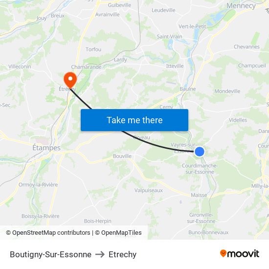 Boutigny-Sur-Essonne to Etrechy map