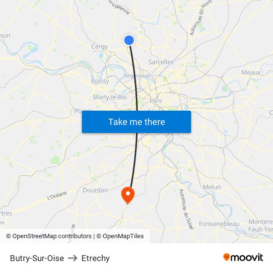 Butry-Sur-Oise to Etrechy map