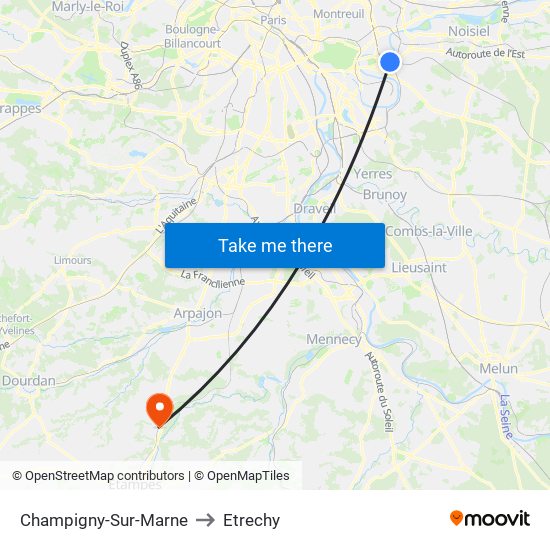Champigny-Sur-Marne to Etrechy map