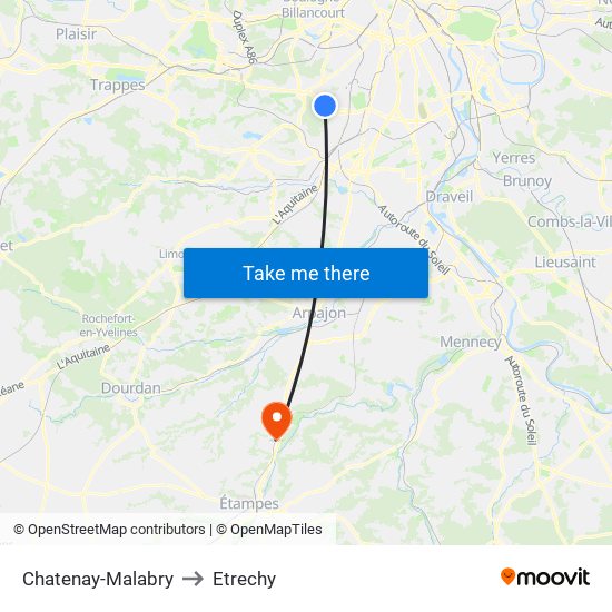Chatenay-Malabry to Etrechy map