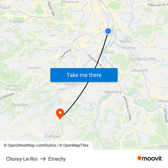 Choisy-Le-Roi to Etrechy map