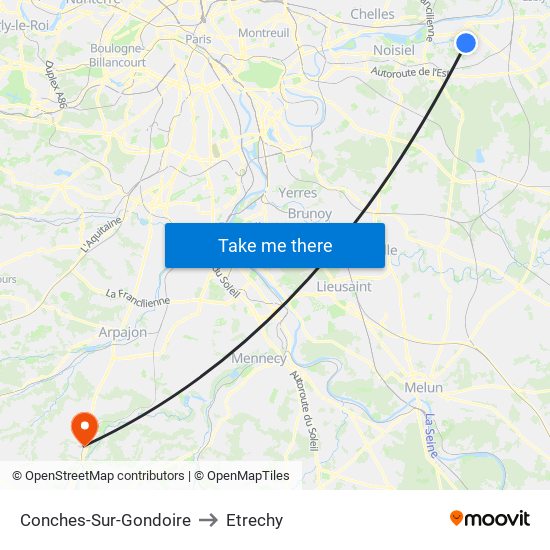 Conches-Sur-Gondoire to Etrechy map