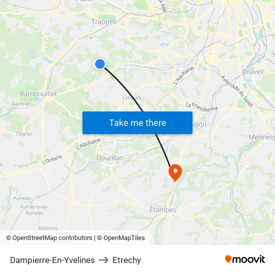 Dampierre-En-Yvelines to Etrechy map