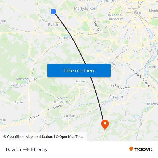 Davron to Etrechy map