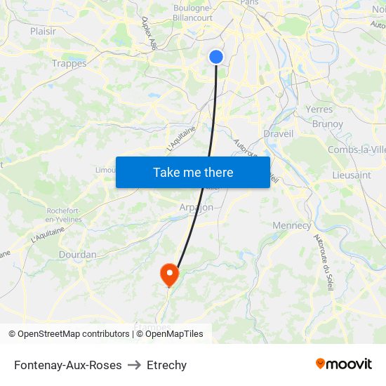 Fontenay-Aux-Roses to Etrechy map