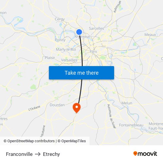 Franconville to Etrechy map