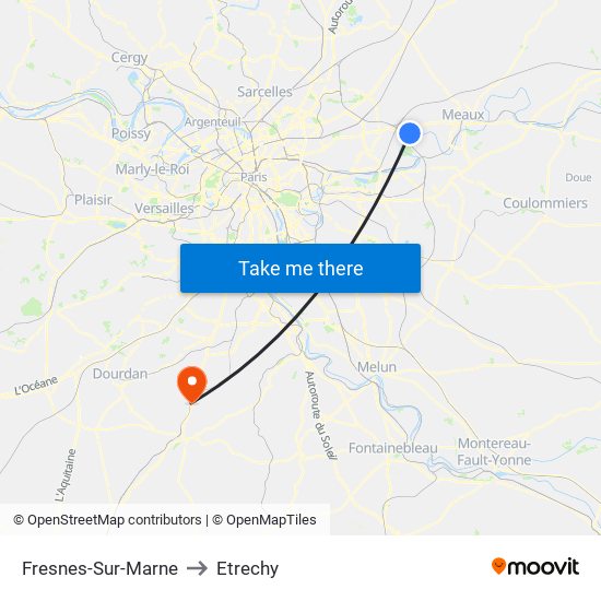 Fresnes-Sur-Marne to Etrechy map