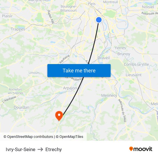 Ivry-Sur-Seine to Etrechy map