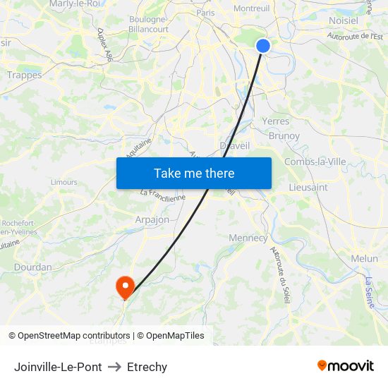 Joinville-Le-Pont to Etrechy map