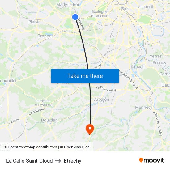 La Celle-Saint-Cloud to Etrechy map