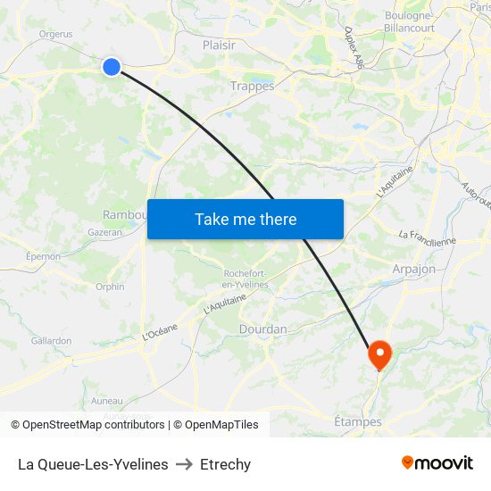 La Queue-Les-Yvelines to Etrechy map