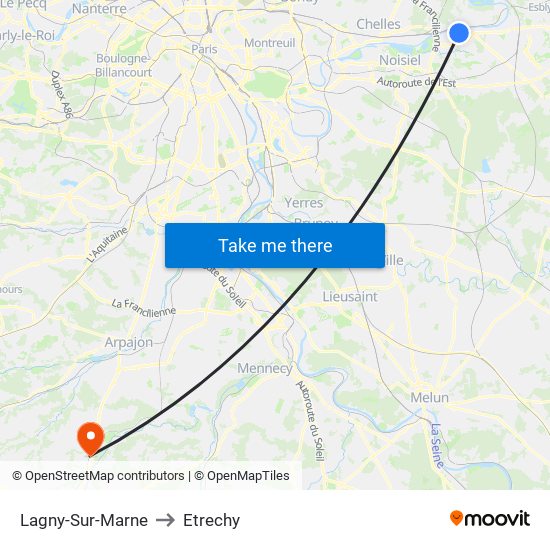 Lagny-Sur-Marne to Etrechy map