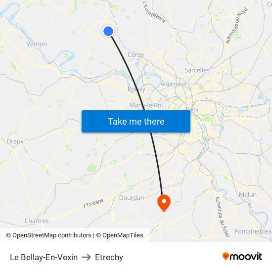 Le Bellay-En-Vexin to Etrechy map