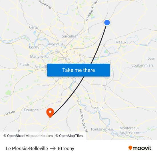 Le Plessis-Belleville to Etrechy map