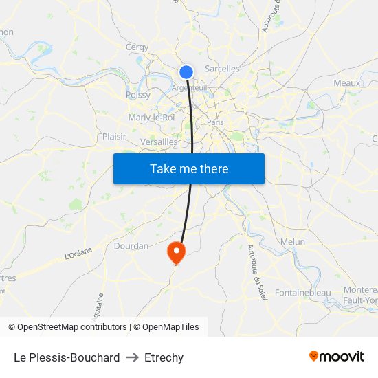 Le Plessis-Bouchard to Etrechy map