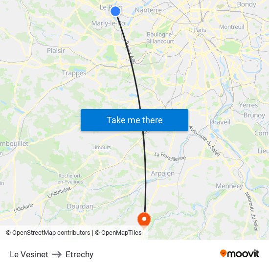 Le Vesinet to Etrechy map