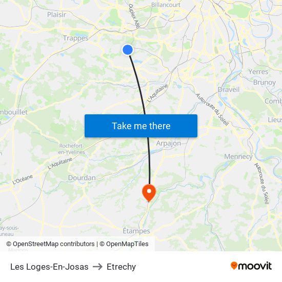 Les Loges-En-Josas to Etrechy map