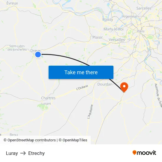 Luray to Etrechy map