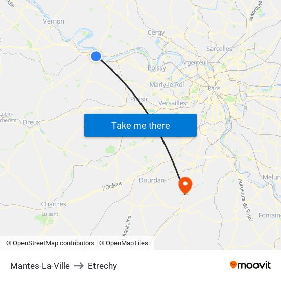 Mantes-La-Ville to Etrechy map