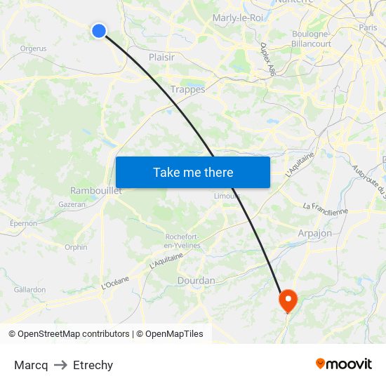 Marcq to Etrechy map