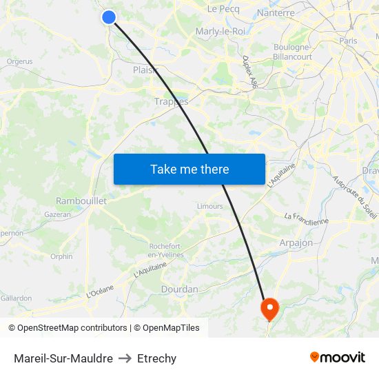 Mareil-Sur-Mauldre to Etrechy map