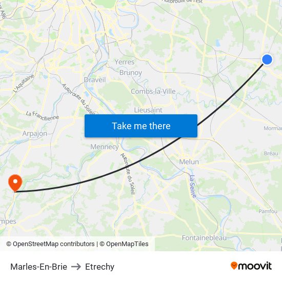 Marles-En-Brie to Etrechy map