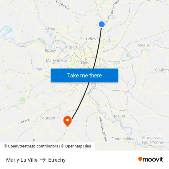 Marly-La-Ville to Etrechy map