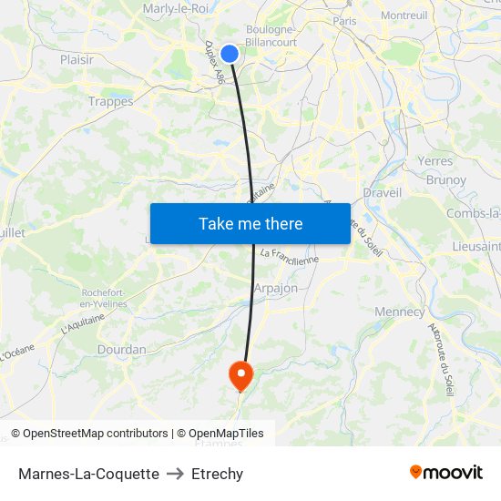 Marnes-La-Coquette to Etrechy map