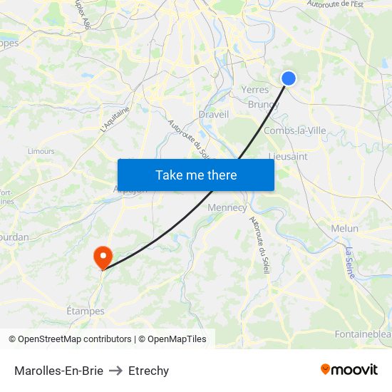 Marolles-En-Brie to Etrechy map
