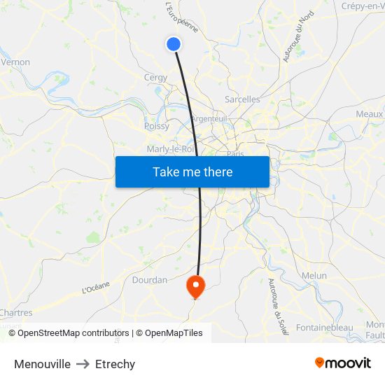 Menouville to Etrechy map