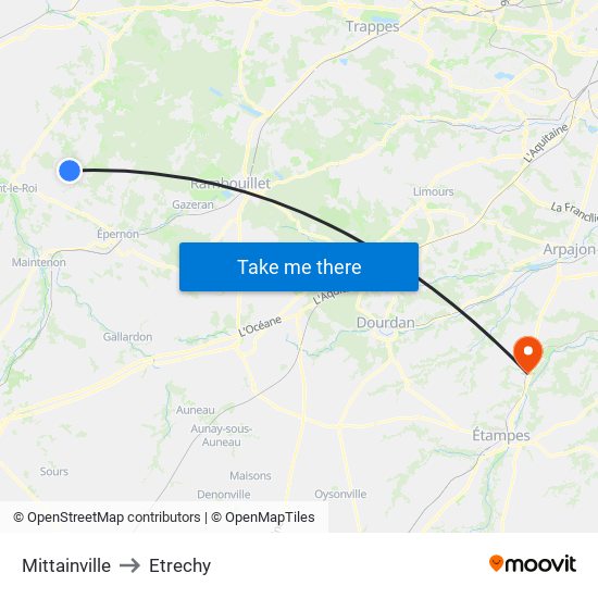 Mittainville to Etrechy map