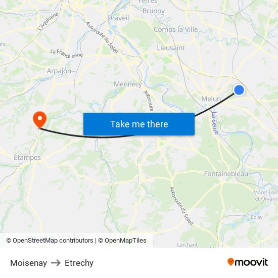 Moisenay to Etrechy map