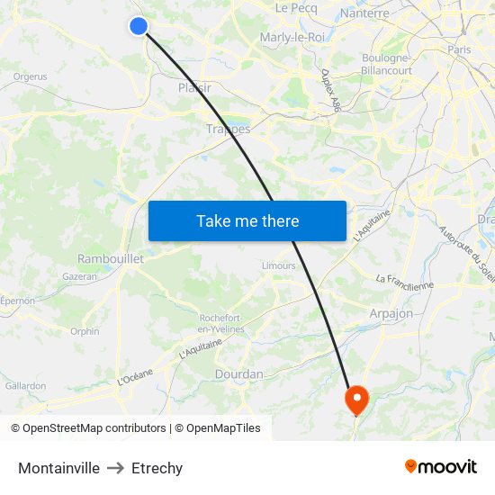 Montainville to Etrechy map