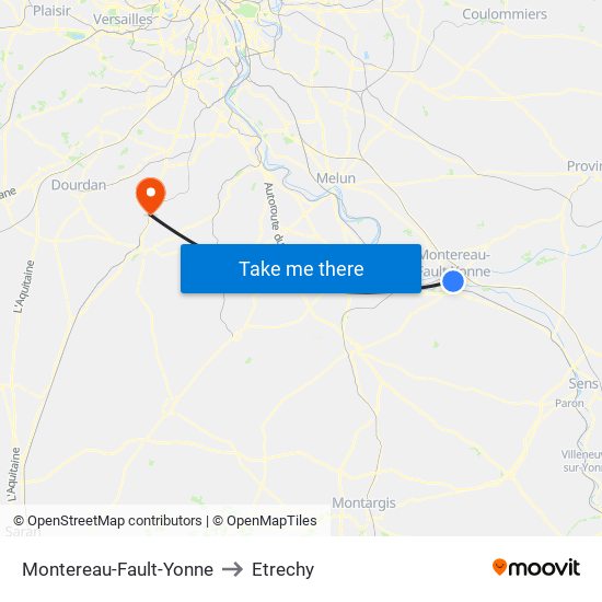 Montereau-Fault-Yonne to Etrechy map