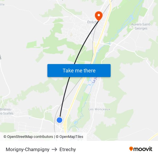 Morigny-Champigny to Etrechy map