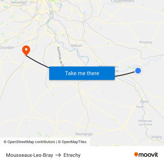 Mousseaux-Les-Bray to Etrechy map