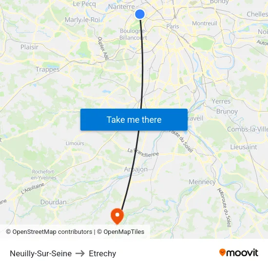 Neuilly-Sur-Seine to Etrechy map