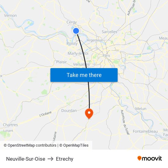 Neuville-Sur-Oise to Etrechy map