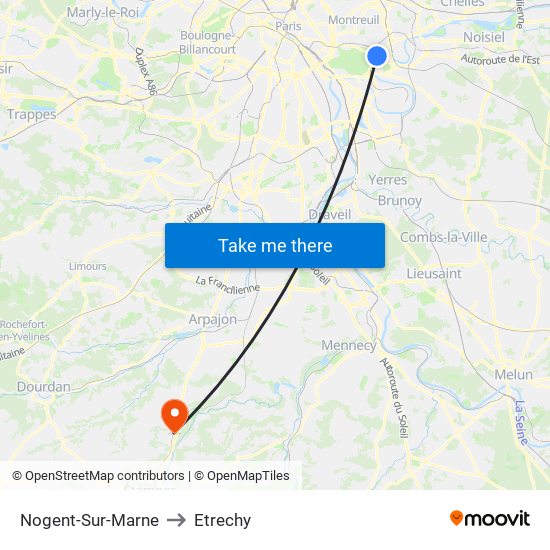 Nogent-Sur-Marne to Etrechy map