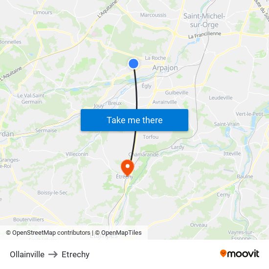 Ollainville to Etrechy map