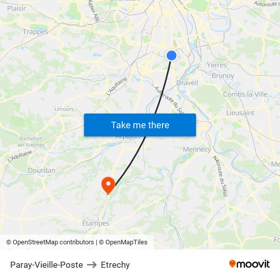 Paray-Vieille-Poste to Etrechy map