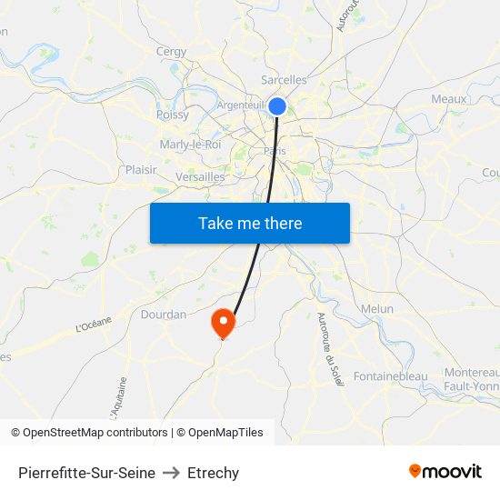 Pierrefitte-Sur-Seine to Etrechy map