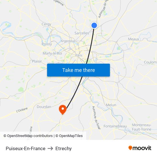 Puiseux-En-France to Etrechy map