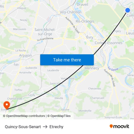Quincy-Sous-Senart to Etrechy map