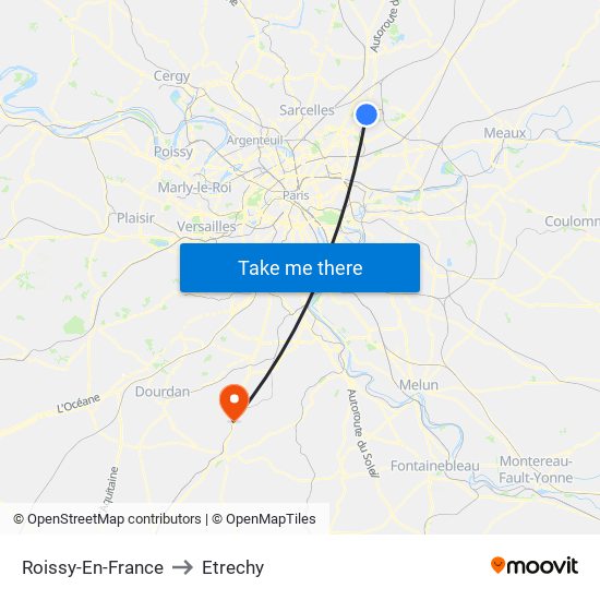 Roissy-En-France to Etrechy map