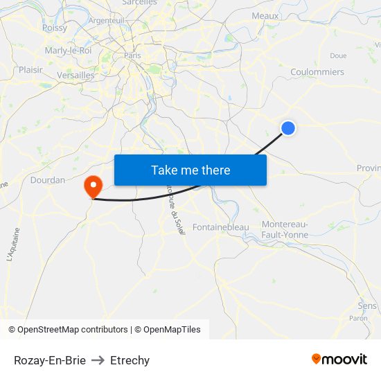 Rozay-En-Brie to Etrechy map