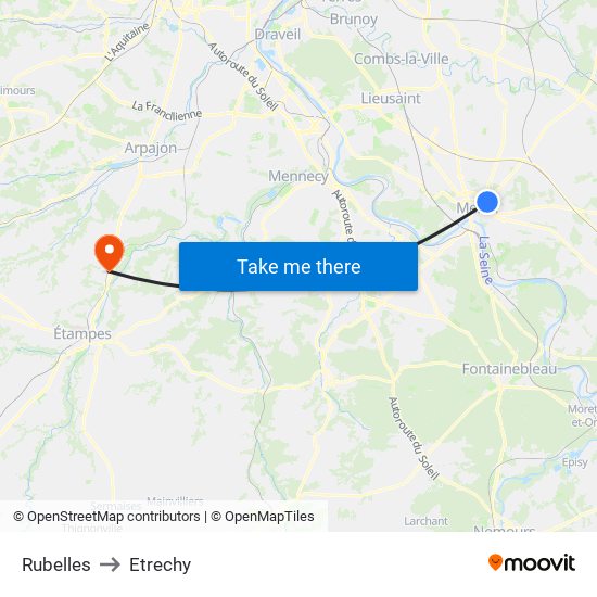 Rubelles to Etrechy map