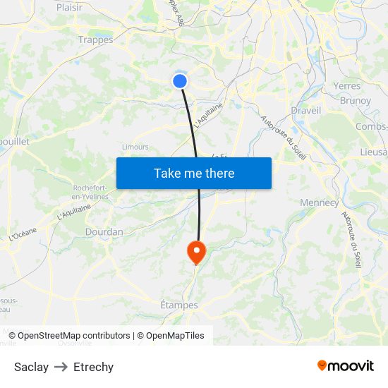 Saclay to Etrechy map