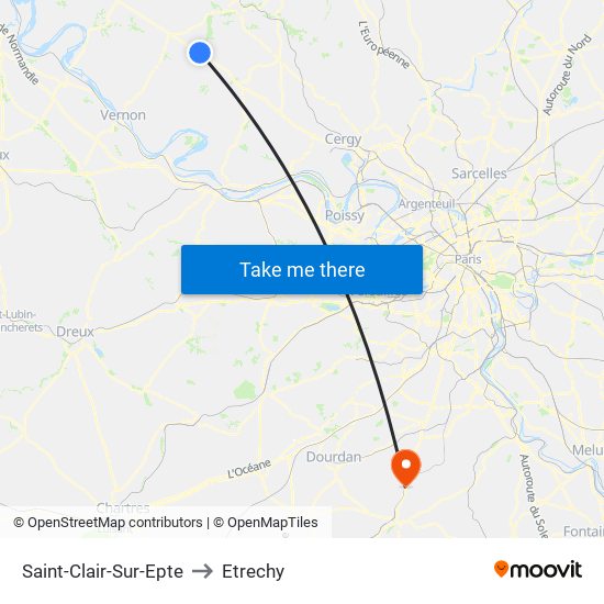 Saint-Clair-Sur-Epte to Etrechy map