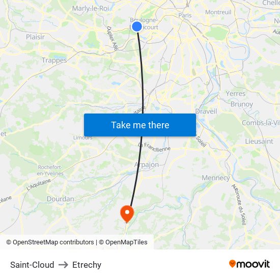 Saint-Cloud to Etrechy map